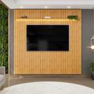 Painel para TV até 75 Polegadas Ripado com LED DJ Móveis Trento 250 Cedro