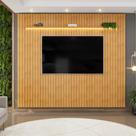 Painel para TV até 75 Polegadas Ripado com LED DJ Móveis Trento 275 Cedro