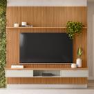 Painel para TV Até 75 Polegadas Sydnei 2 Portas 220 Cm Nature/Off White - Pnr Móveis Painel para TV Até 75 Polegadas Sydnei 2 Portas 220 Cm Nature/Off White - Pnr Móveis