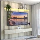Painel para TV Até 85 Polegadas Noronha 3 Gavetas Ripado 100% Mdf Off White - Pnr Móveis