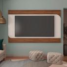 Painel para TV até 86 Polegadas MDF 220cmx136,8cm Suporte Incluso Elegance Artely Marrom Cedro/Off White