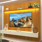 Painel para TV até 90 Polegadas 250cmx228,8cm Ripado com LED 3 Gavetas 100% MDF