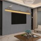 Painel para TV até 90 Polegadas Ripado com LED 100% MDF 250x230cm Requinte Cinza