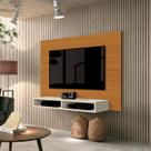 Painel para TV Fox Cedro com off white - EDN Móveis Painel para TV Fox Cedro com off white - EDN Móveis