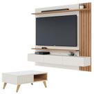 Painel Para Tv Home Suspenso Juriti 1.8 Off White Matte Freijó Com Mesa De Centro Jeri Off White Freijó - Colibri