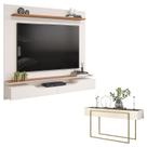 Painel para Tv Levi Off White Freijó e Aparador para Sala Petri Off White DJ Móveis
