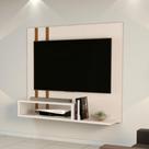 Painel para TV Moderno 90x90 com Nicho Suspenso e Espelho Off White Nature