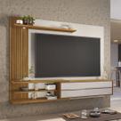 Painel para TV para TV de 65 Polegadas 1 Porta Ripado com Led Gibraltar Off White Tx/Freijó Trend - Pnr Móveis