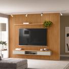 Painel para TV Ripado 3.0 Modular 1 Nicho engrossado e Prateleira Canela Linea Brasil - Nature/Off White