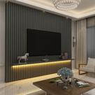 Painel para TV Ripado com LED Nobre 230 Grafite - Gelius