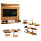 Painel para TV Suspenso Evo com Kit Mesa de Centro Sky e Aparador Infinity Cinamomo Off White HB Móveis Painel para TV Suspenso Evo com Kit Mesa de Centro Sky e Aparador Infinity Cinamomo Off White HB Móveis