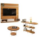 Painel Para Tv Suspenso Evo Com Mesa De Centro Sky E Aparador Infinity Cinamomo Off White - Hb Móveis