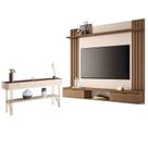 Painel para TV Suspenso Solus e Aparador Vivant Castanho Off White HB Móveis Painel para TV Suspenso Solus e Aparador Vivant Castanho Off White HB Móveis