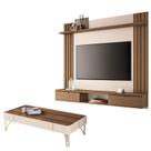 Painel para TV Suspenso Solus e Mesa de Centro Cadenza Castanho Off White HB Móveis