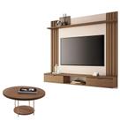 Painel para TV Suspenso Solus e Mesa de Centro SKY Castanho Off White HB Móveis