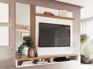 Painel Paris 160cm para TV até 55 com Espelho e Prateleiras Branco e Marrom