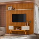 Painel Piso Teto New Guaporé com Rack Bancada Valência New Laguna Ambiente Cinamomo Off White - Madetec