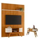 Painel Piso Teto New Interlagos com Rack Bancada Atlanta New Silverstone com Aparador Estoril Cinamomo Off White - Madetec