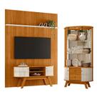 Painel Piso Teto New Interlagos com Rack Bancada Atlanta New Silverstone com Cristaleira Moss Cinamomo Off White - Madetec