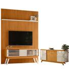 Painel Piso Teto New Interlagos com Rack Bancada Frizz 1.5 New Premium com Aparador para Sala Buffet Mônaco Cinamomo Off White - Madetec