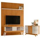 Painel Piso Teto New Interlagos com Rack Bancada Frizz 1.5 New Premium com Aparador para Sala Buffet Monza Cinamomo Off White - Madetec