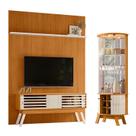 Painel Piso Teto New Interlagos com Rack Bancada Frizz 1.5 New Premium com Cristaleira Mariana Cinamomo Off White - Madetec Painel Piso Teto New Interlagos com Rack Bancada Frizz 1.5 New Premium com Cristaleira Mariana Cinamomo Off White - Madetec