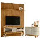 Painel Piso Teto New Interlagos Cumaru com Rack Bancada Frizz 1.5 New Premium com Aparador para Sala Buffet Monza Cumaru Opala - Madetec
