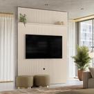 Painel Piso-Teto Ripado New Interlagos com Prateleira Alta e Suporte TV até 65" Off White - Pallazio