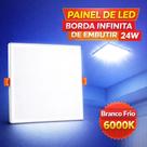Painel Plafon de Led 24W Quadrado De Embutir Borda Infinita