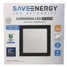 Painel Plafon Led Sobrepor 30X30cm 25W 5700K Bivolt Preto - Save Energy - SE-240.1621
