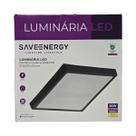 Painel Plafon Led Sobrepor 37x37cm 36W 3000K Preto Bivolt - Save Energy - SE-240.3580