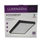 Painel Plafon Led Sobrepor 37x37cm 36W 4000K Preto Bivolt - Save Energy - SE-240.3581