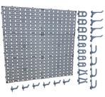 Painel Plástico Porta Ferramentas Completo Com Ganchos - Cinza Pegboard Organizador de Parede