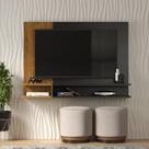 Painel Pra Tv Sala/Quarto Até 50 Polegadas Smart Plus Milão - Preto/Nature