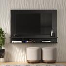 Painel Pra Tv Sala/Quarto Até 50 Polegadas Smart Plus Milão - PRETO