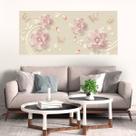 Painel Quadro Adesivo - Flor 3D rosa, perolas e borboletas