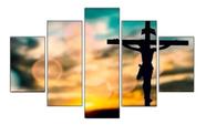 Painel Quadro Mosaico Par Sala 5 Partes Jesus Cristo Na Cruz Painel Quadro Mosaico Par Sala 5 Partes Jesus Cristo Na Cruz