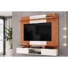 Painel Quarto p/ TV até 65 Pol Ben c/ 2 Portas 160x153cm Off White/Freijó - DJ Móveis