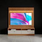 Painel Rack Com Led Ripado Para Tv Até 75 Polegadas 2 Nichos - Nature/off White