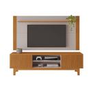 Painel Rack Trunfo Ripado Pés MDF Portas Correr TV 70 Cinamomo Off