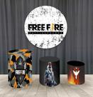 Painel Redondo 1,50m E Trio Capa De Cilindro Free Fire Mod.6