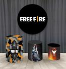 Painel Redondo 1,50m E Trio Capa De Cilindro Free Fire Mod.7