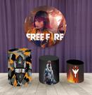 Painel Redondo 1,50m E Trio Capa De Cilindro Free Fire Mod.8