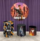 Painel Redondo 1,50m E Trio Capa De Cilindro Free Fire Mod.9