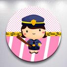 Painel Redondo Capas Festa Infantil Policia Policial Grande ou Mini Estampa Rosa ou Azul
