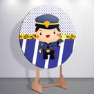 Painel Redondo Capas Festa Infantil Policia Policial Grande ou Mini Estampa Rosa ou Azul