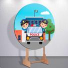 Painel Redondo Capas Festa Infantil Policia Policial Grande ou Mini Estampa Rosa ou Azul