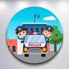 Painel Redondo Capas Festa Infantil Policia Policial Grande ou Mini Estampa Rosa ou Azul