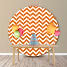 Painel Redondo em Jacquard Estampado Chevron Laranja