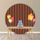 Painel Redondo em Jacquard Marsala e Bege Listrado